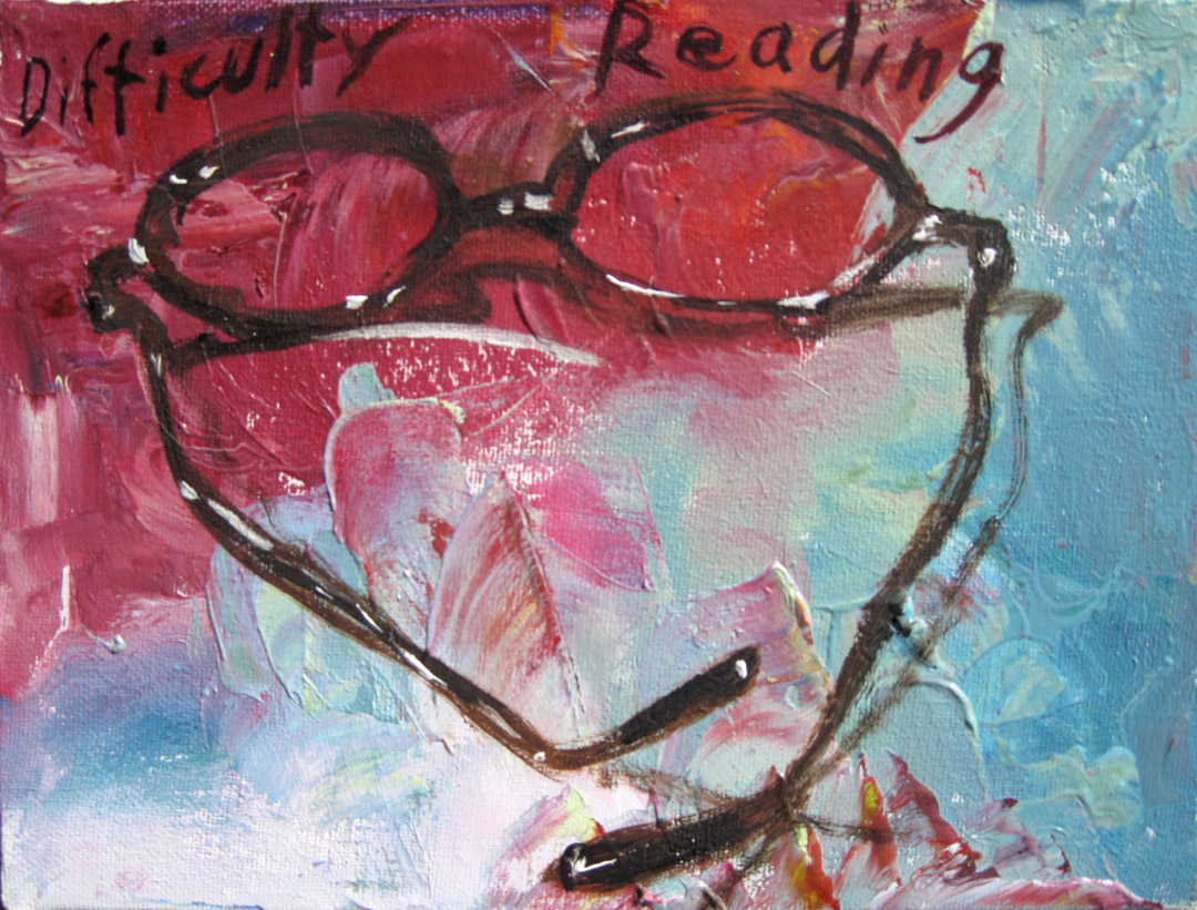 Difficulty Reading oil on linen, 6X8