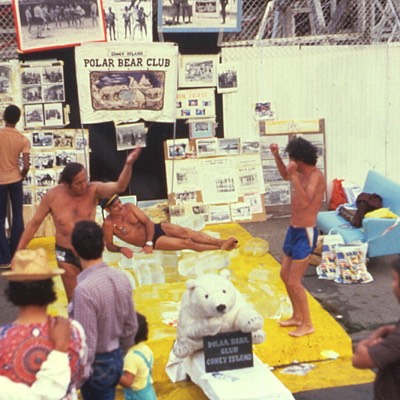 The Polar Bear Club 1981 (A collaboration with the P.B.C. at Coney Island-mixed media with 3000 lbs of ice)