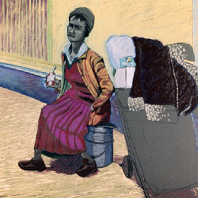 Homeless Family Project 1986 Pastel on board 33X32