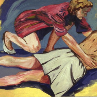 Evening-Fallen Child 1992 oil on canvas 38X68