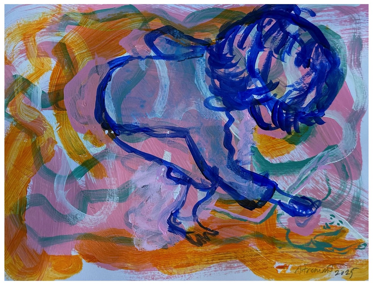 Seeing Spirits, study, acrylic on acid free paper 9x12in  2025