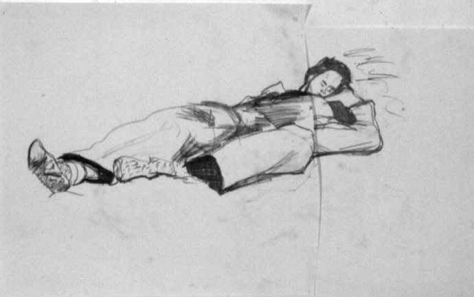 Man Nap 1989 graphite on paper Private Collection